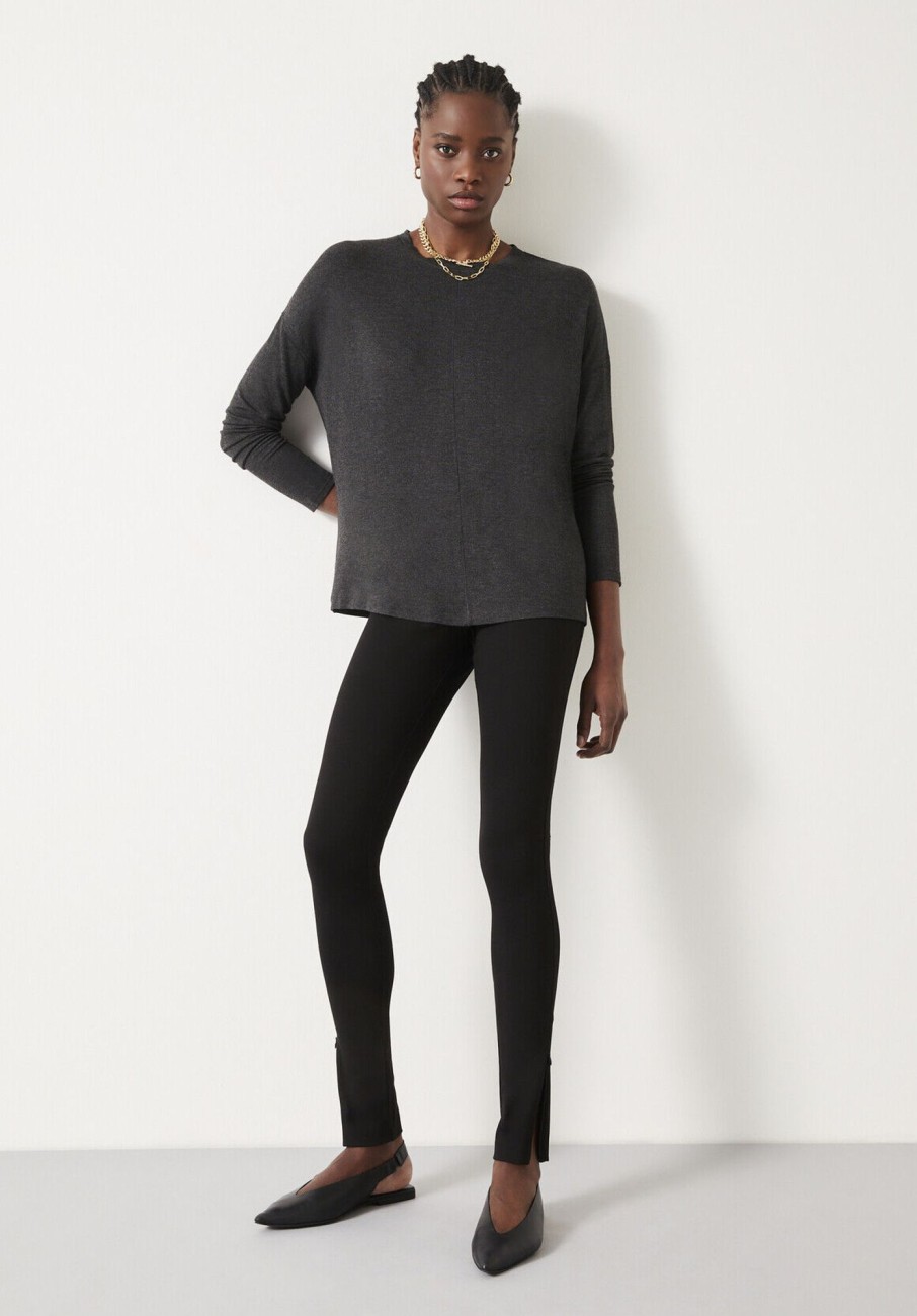 Wholesale Dori Dolman Crew Neck Top Charcoal Marl