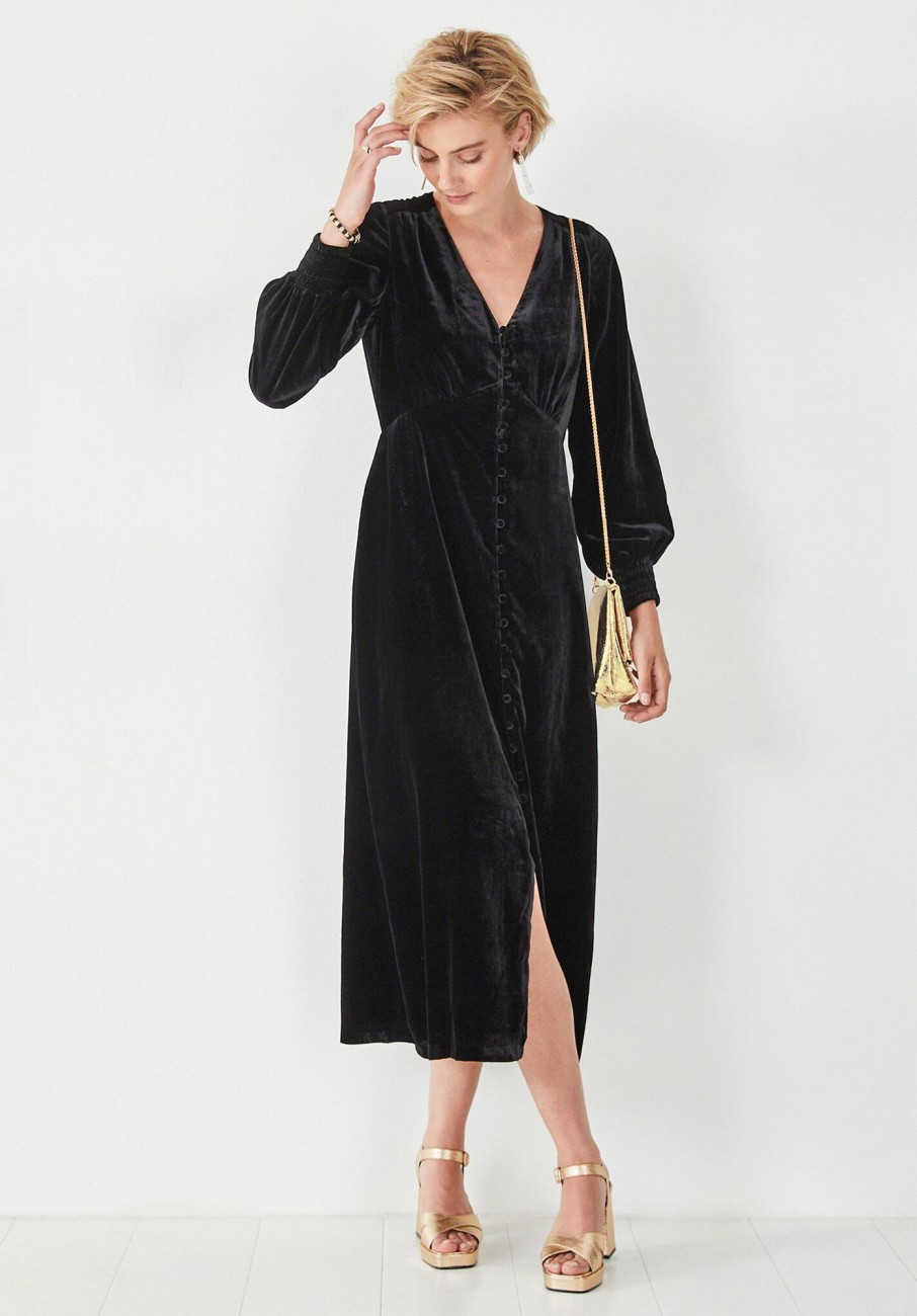 Hot Velvet Valeria Midi Dress Black