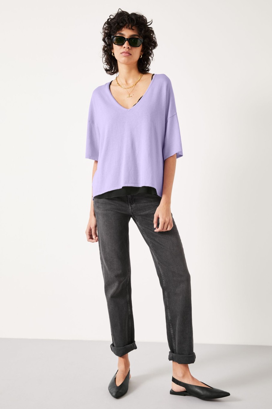 Best Cierra V Neck Knitted Top Lilac