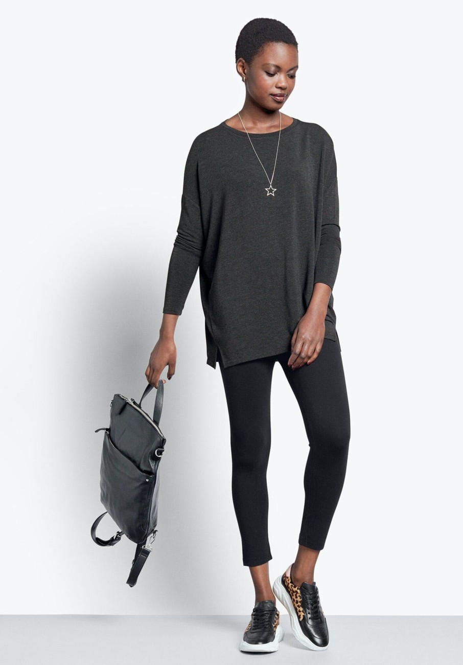 Hot Wide Jersey Top Charcoal Marl