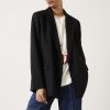 Online Double Breasted Wool Blend Blazer Black