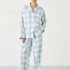 Hot Amita Brushed Cotton Blend Pyjamas Misty Blue Check