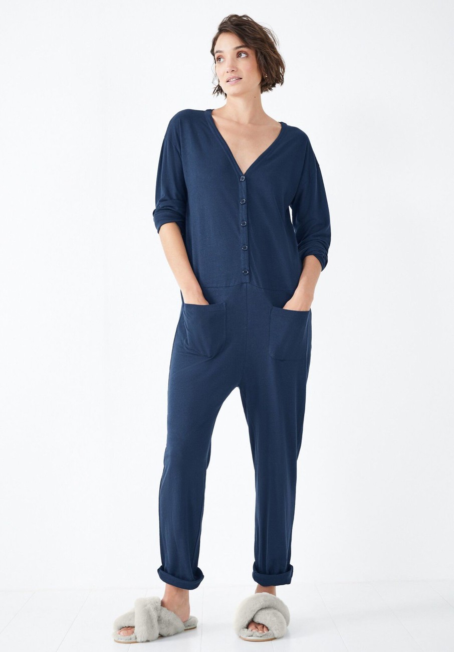 Clearance Chesten Linen Blend Jersey Onesie Midnight Navy