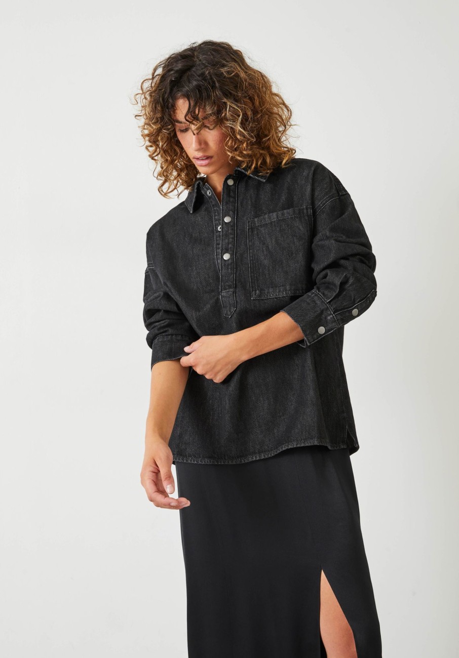 Online Daya Denim Shirt Washed Black