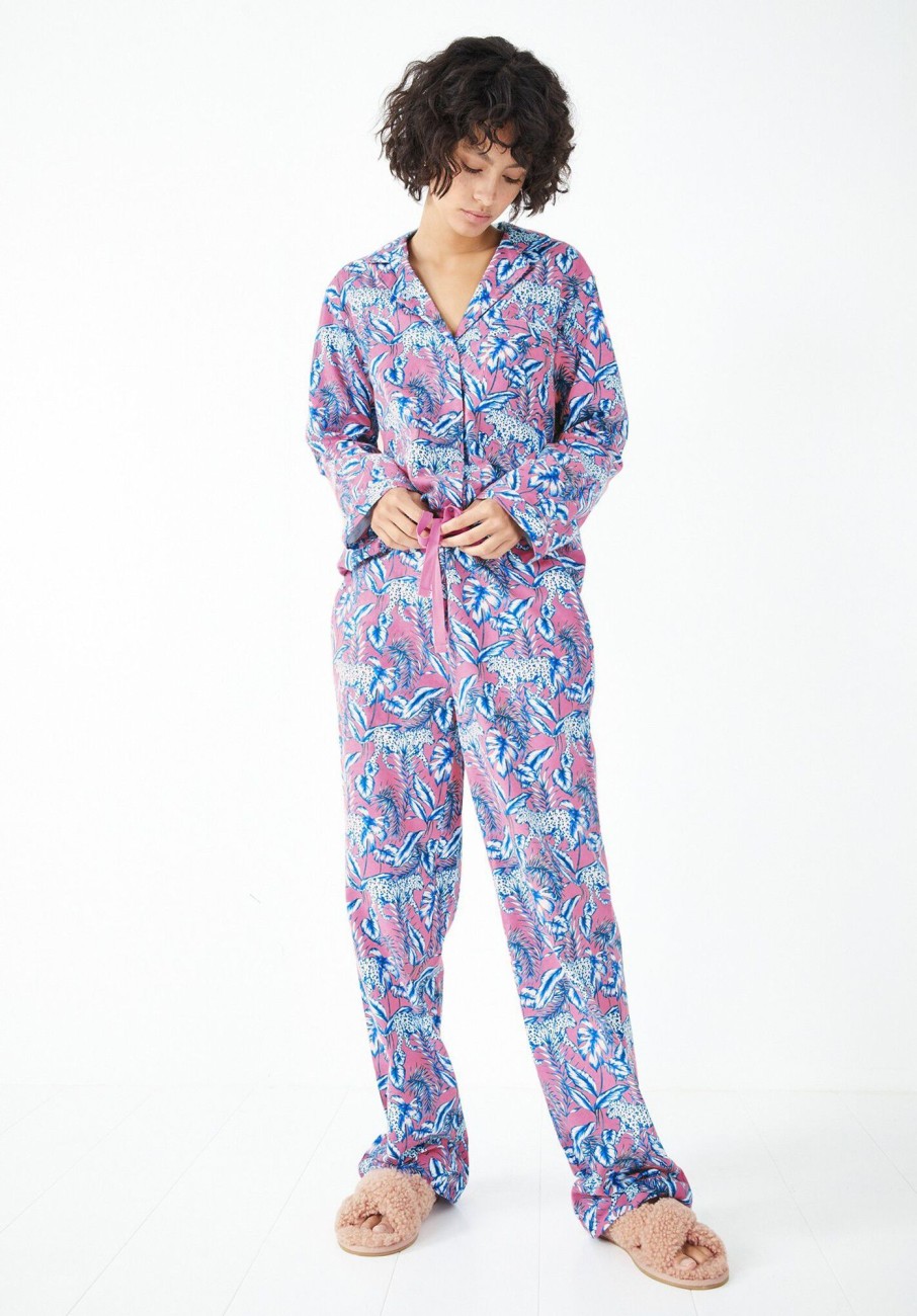 Clearance Joy Flannel Pyjamas Jungle Leopard Pink/Green