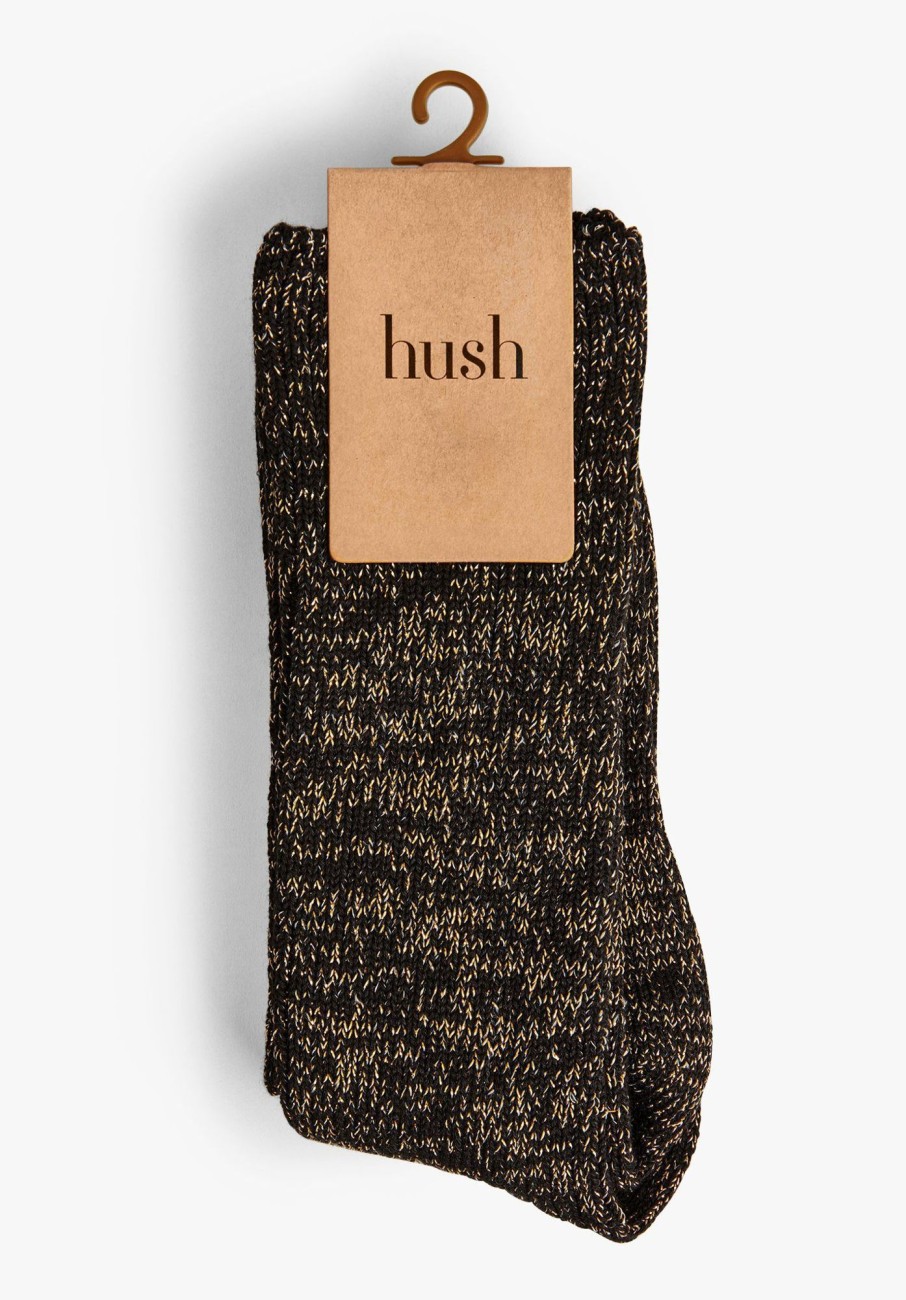 Clearance Mula Ribbed Glitter Socks Black/Gold