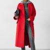 New Maddie Cocoon Relaxed Wool Blend Coat Deep Red