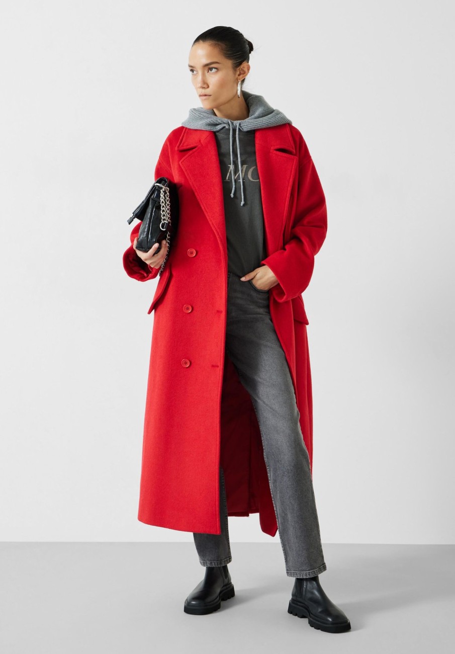 New Maddie Cocoon Relaxed Wool Blend Coat Deep Red