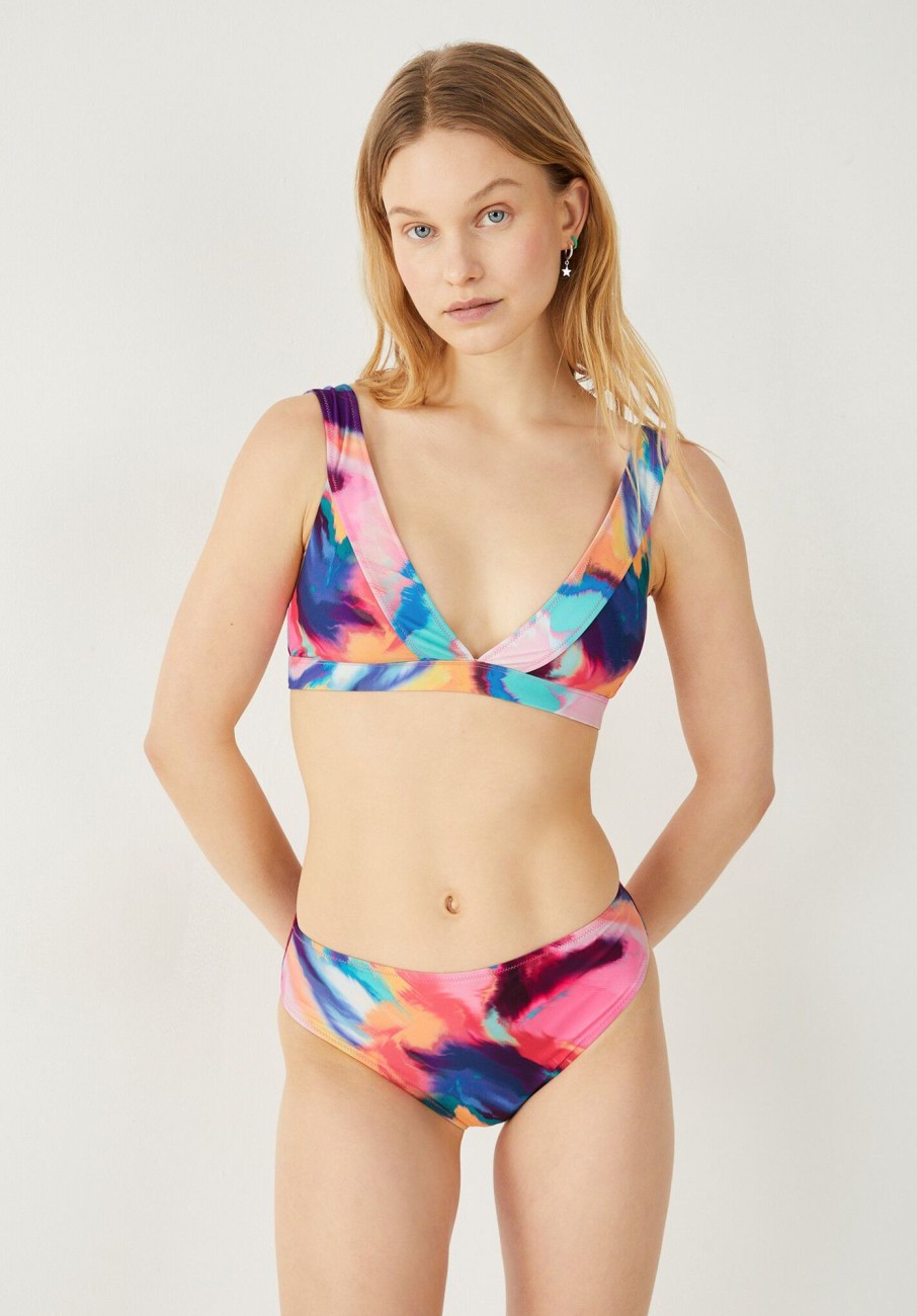 New Holly Wide Strap Bikini Top Multicolour Marble