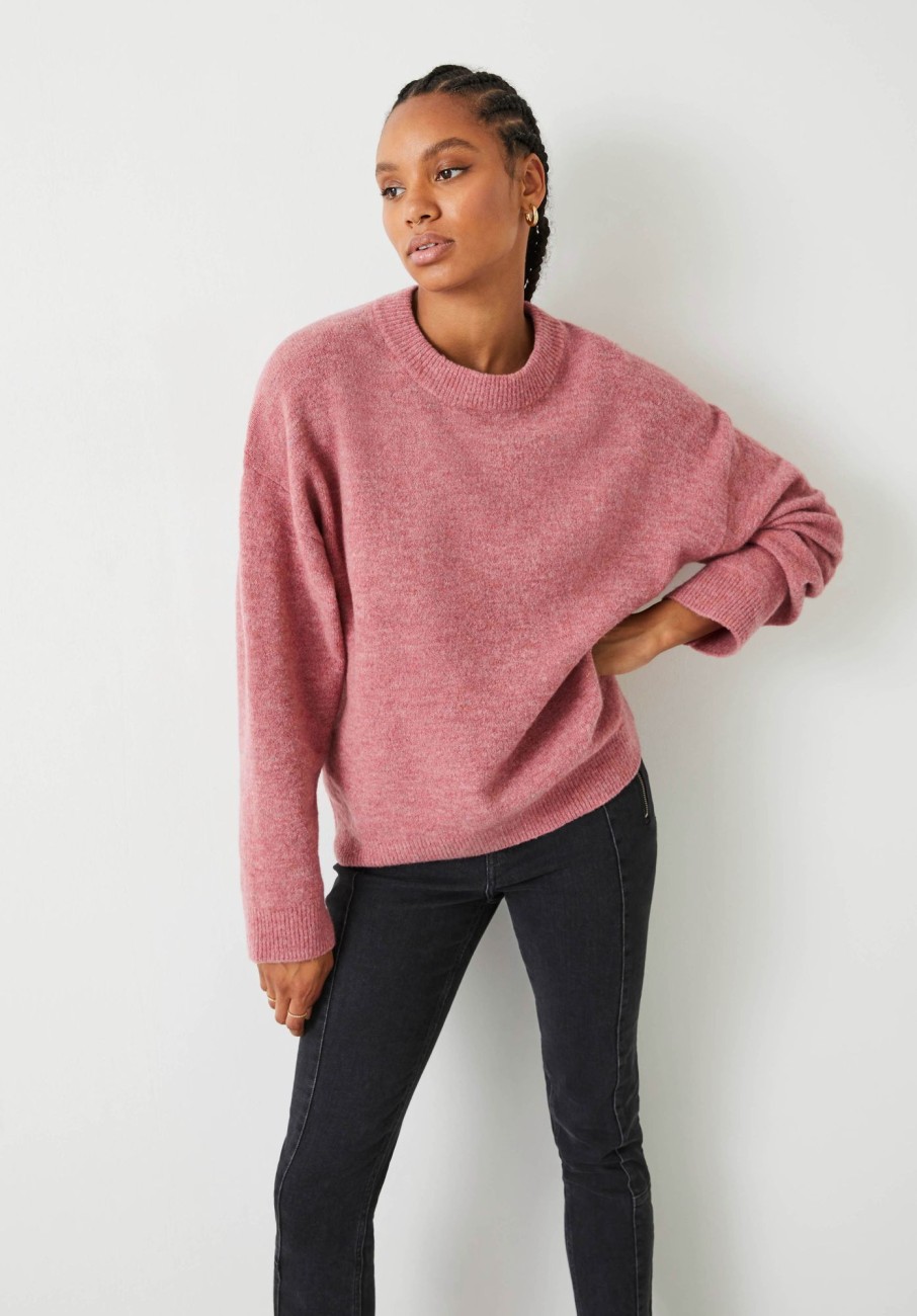 Online Faris Crew Neck Wool Blend Jumper Rose Pink