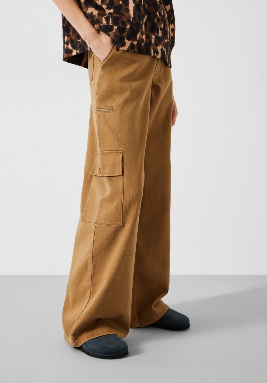 Hot Jess Wide Leg Cargo Trousers Amber