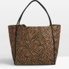 Wholesale Vero Zebra Print Tote Bag Zebra Patchwork Brown