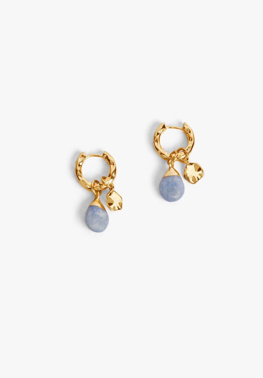 Online Adeline Semi Precious Drop Earrings Gold/ Blue