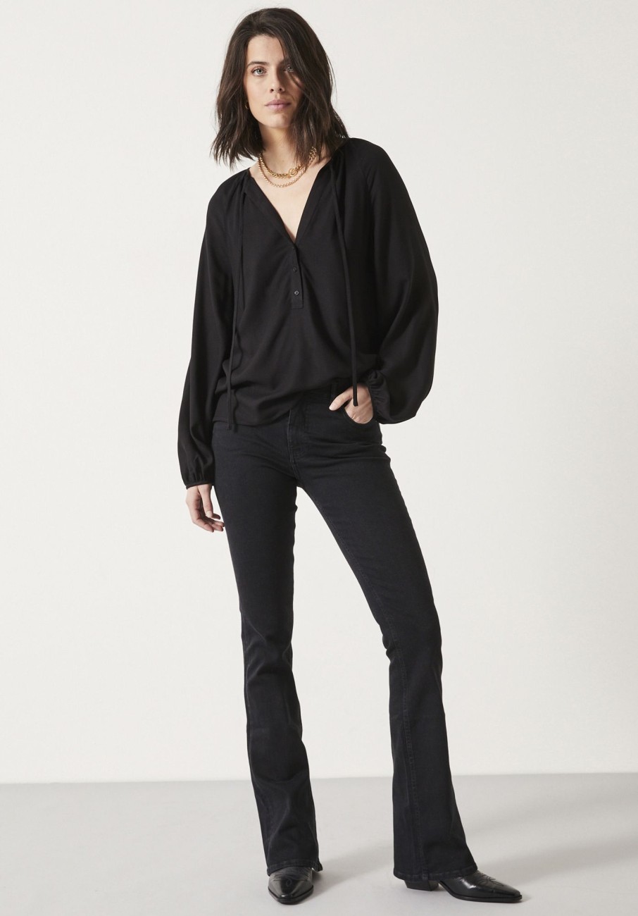 Clearance Zadie Tie Neck Top Black