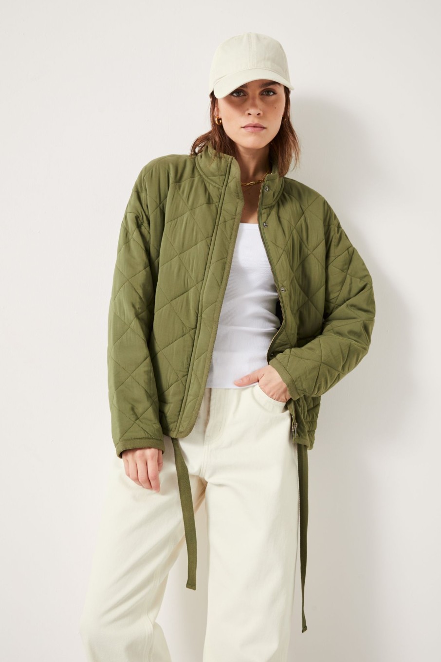 Wholesale Venca Quilted Jacket Khaki