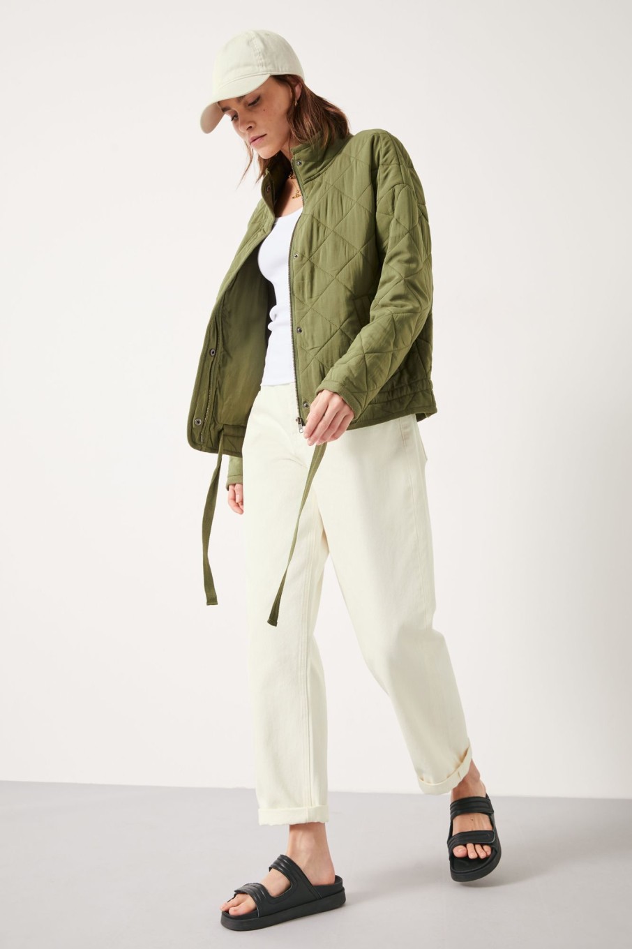 Wholesale Venca Quilted Jacket Khaki