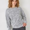 Clearance Estelle Printed Sweatshirt Abstract Ikat Black White