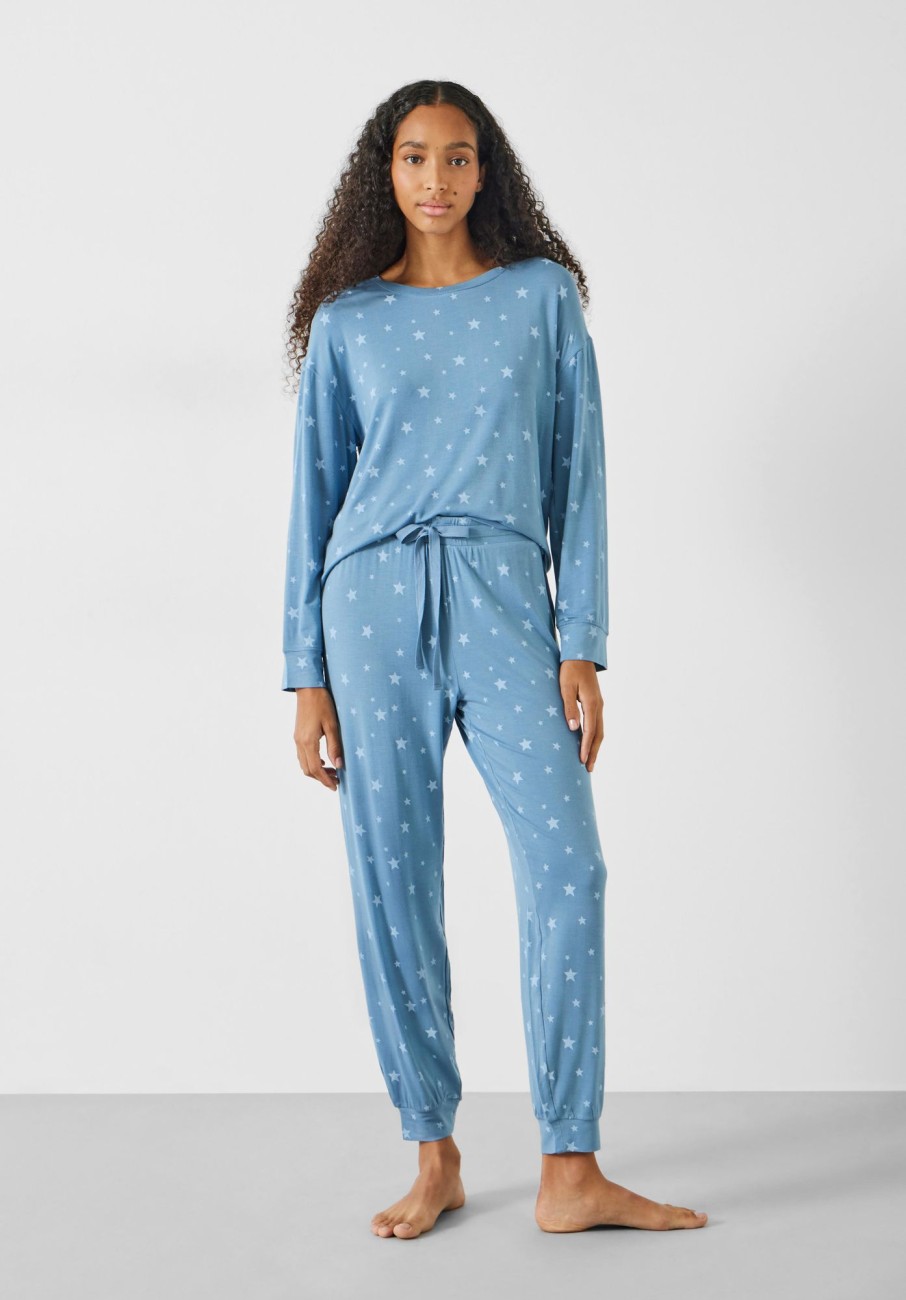 New Flo Relaxed Crew Pj Set Blue Star