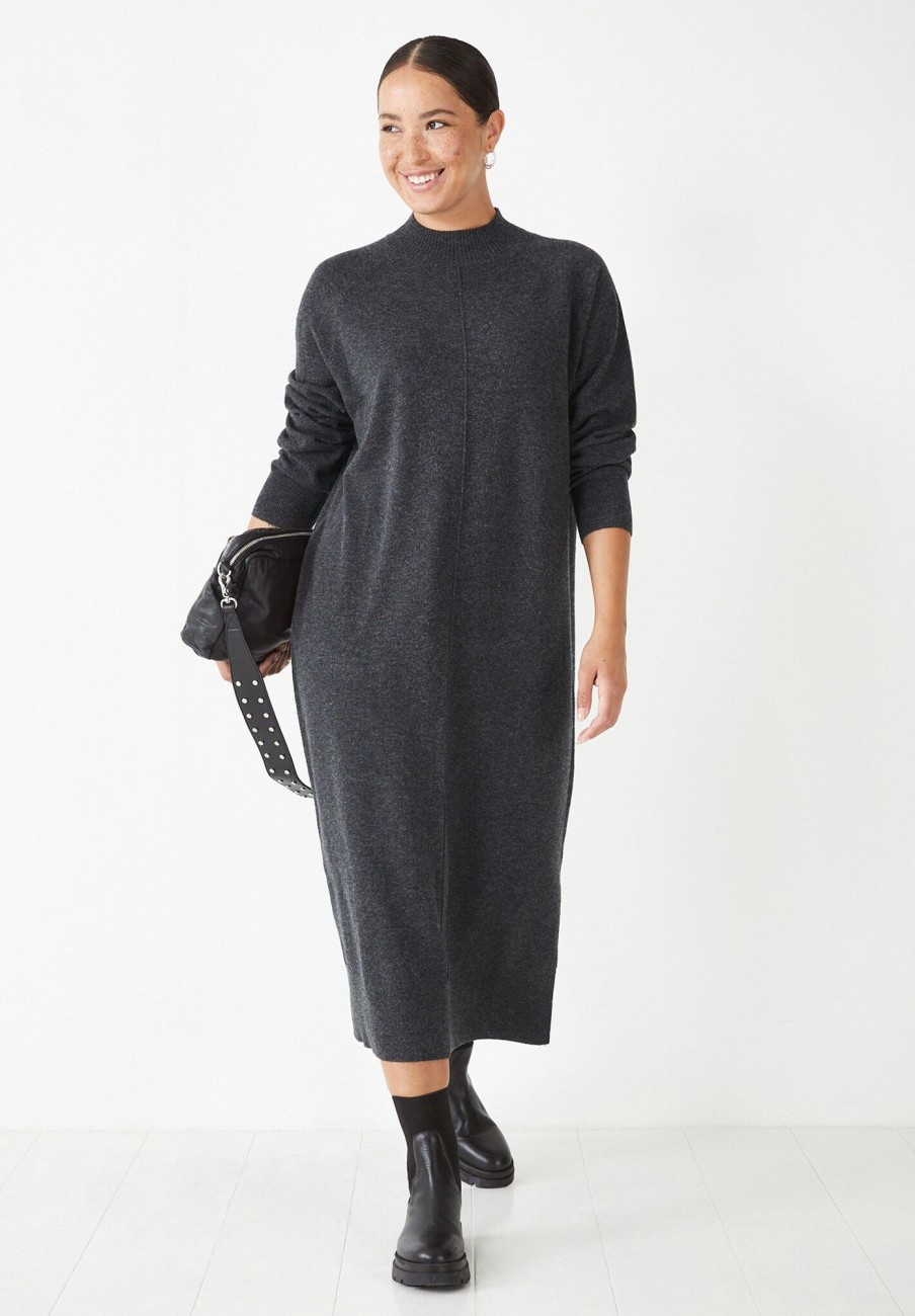 Best Kara Wool Jumper Dress Charcoal Marl