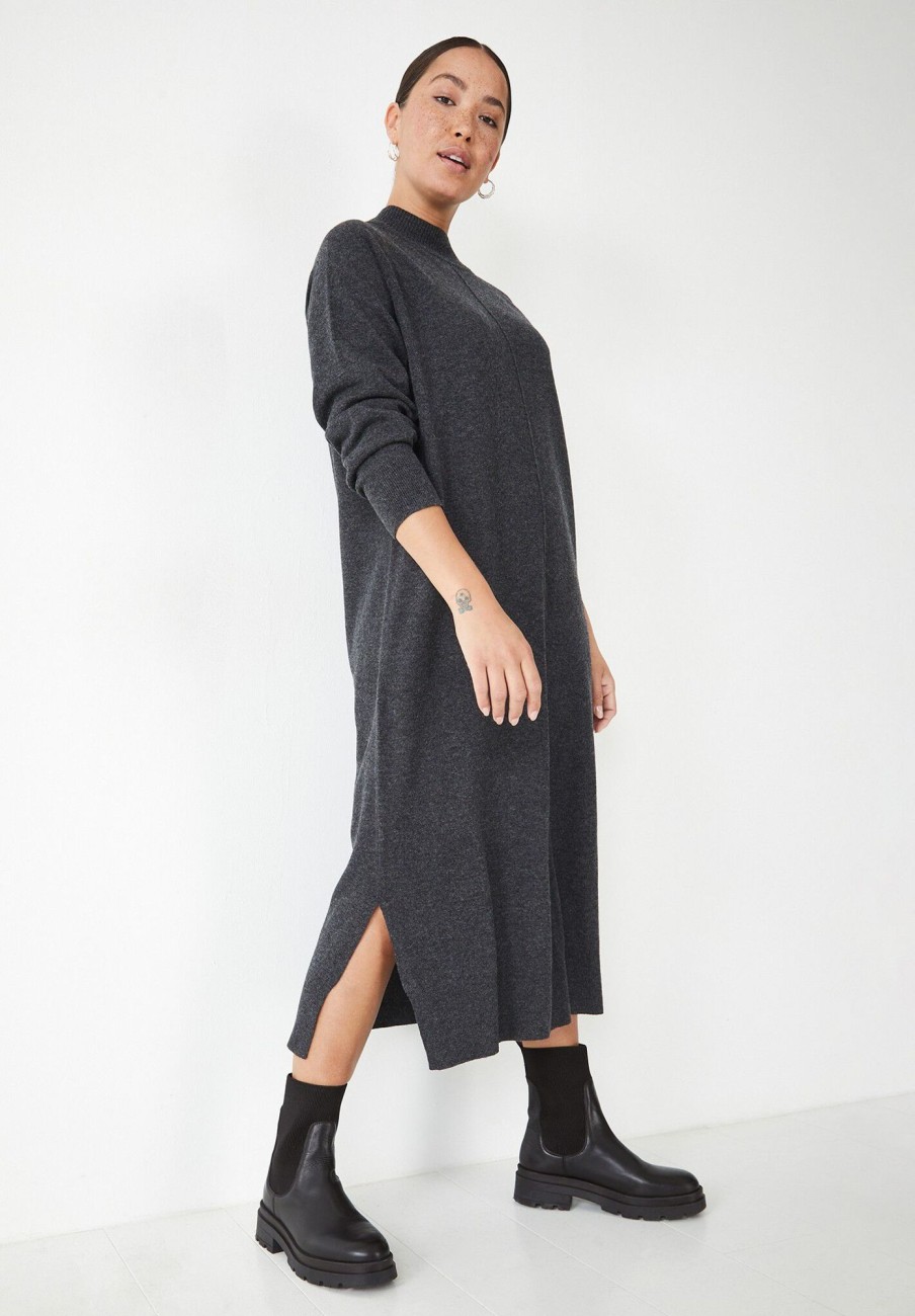 Best Kara Wool Jumper Dress Charcoal Marl