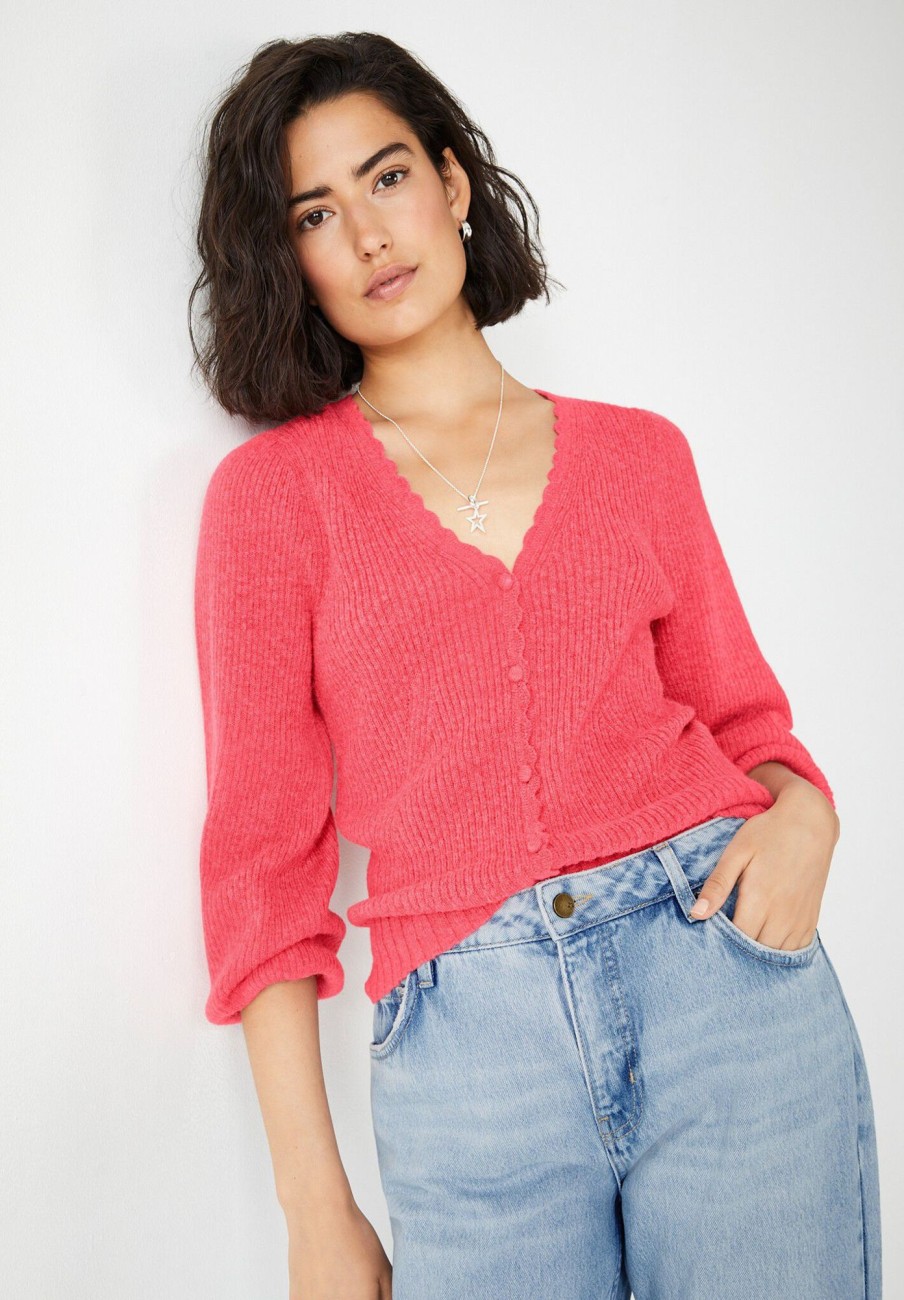 Wholesale Cleo Ribbed Cardigan Pink Coral