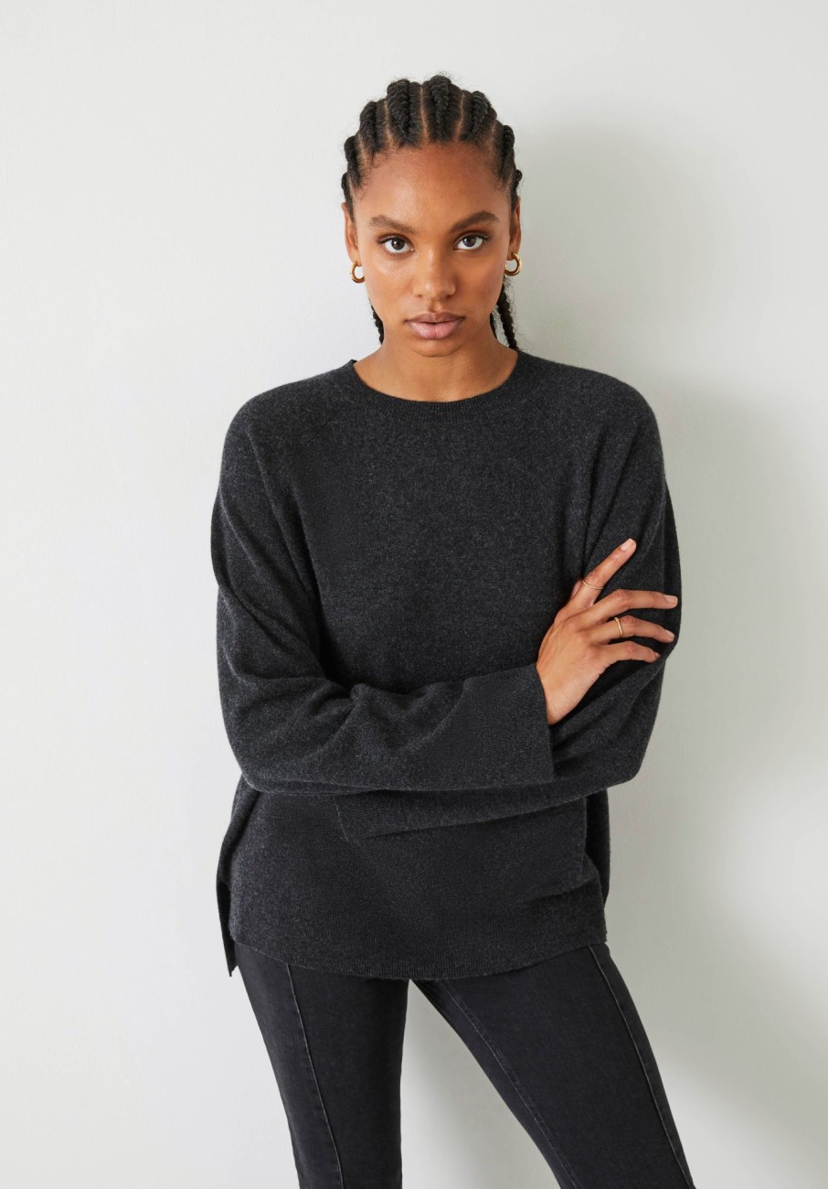 Online Neve Cashmere Boyfriend Jumper Charcoal Marl