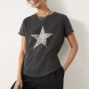 Best Metallic Crackle Star T-Shirt Dark Grey