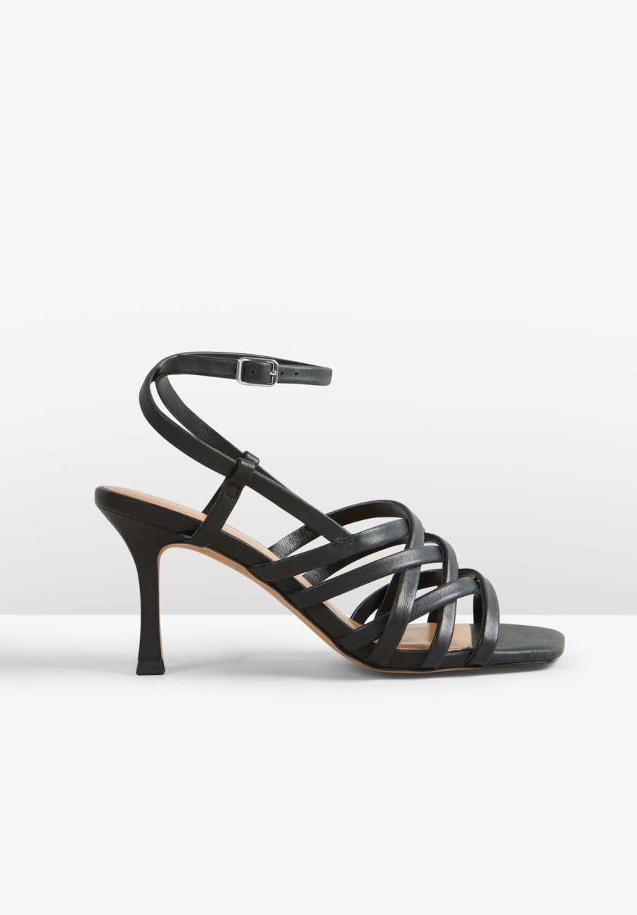 Best Gisele Strappy Leather Stiletto Black