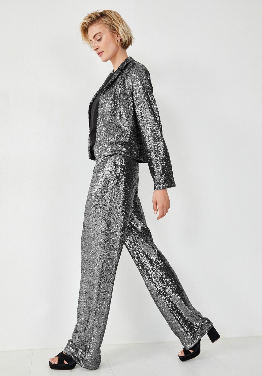 Best Sylvia Sequin Trousers Gunmetal