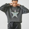 Clearance Iridescent Star Relaxed Sweat Washed Black