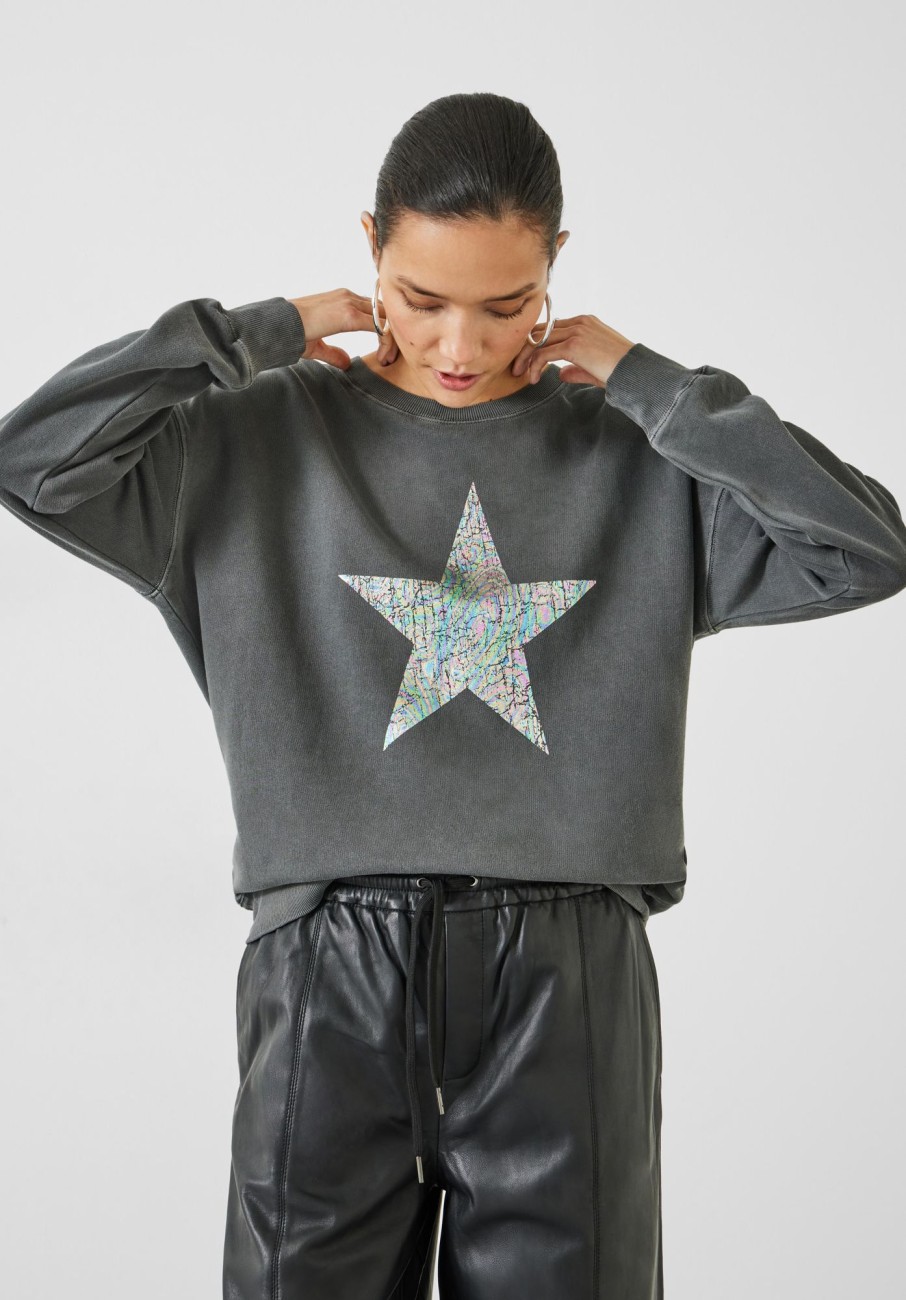 Clearance Iridescent Star Relaxed Sweat Washed Black