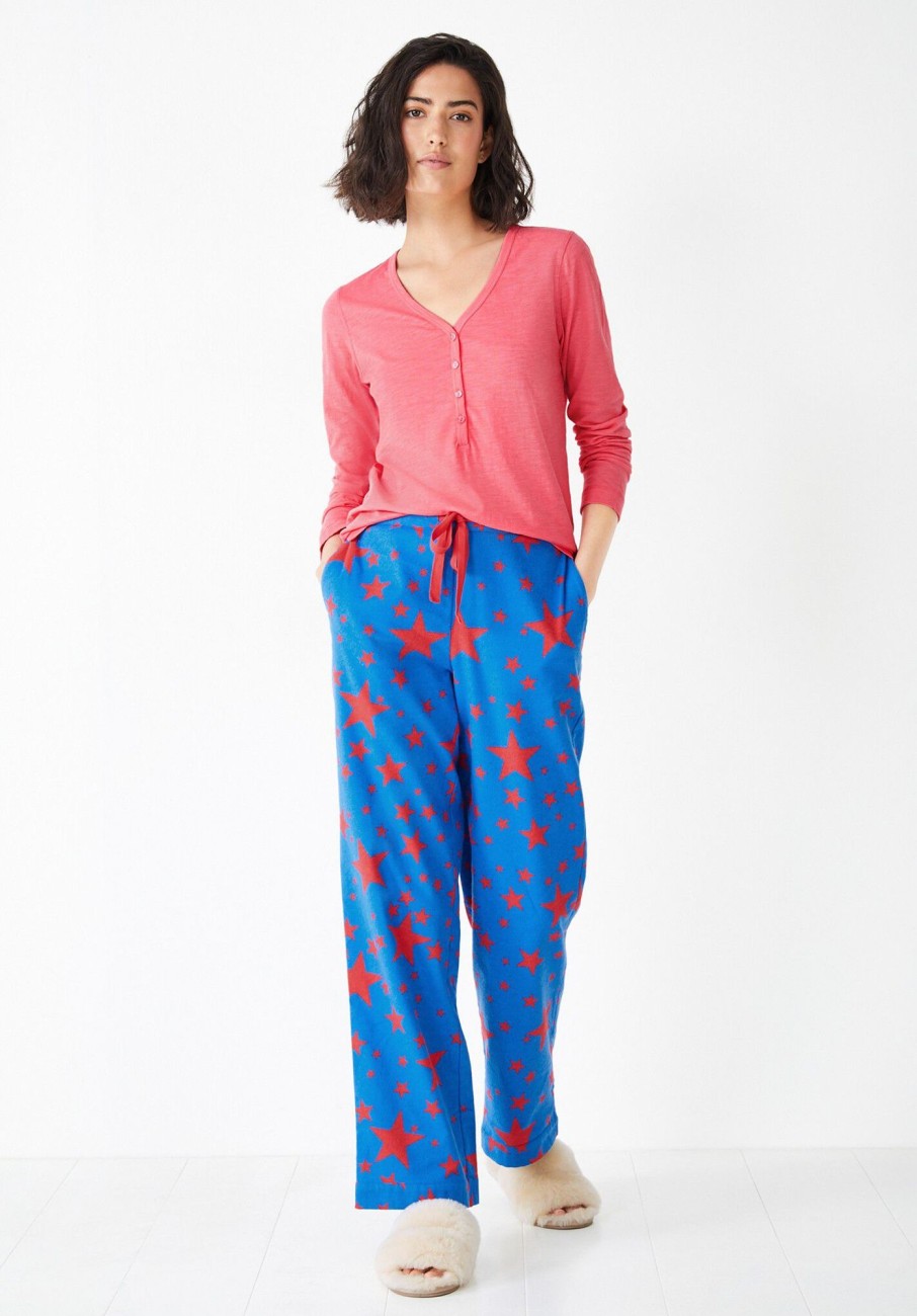 New Liv Cotton Flannel Pj Trousers Scatter Star Blue/Pink