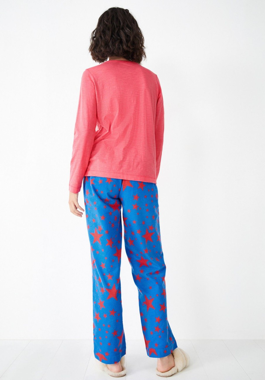 New Liv Cotton Flannel Pj Trousers Scatter Star Blue/Pink