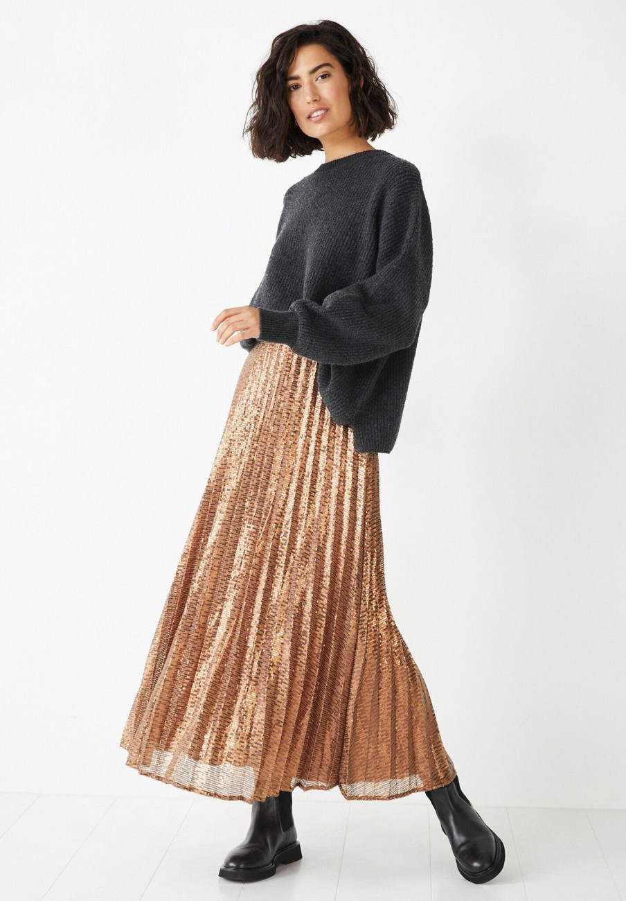 Hot Clio Pleated Sequin Skirt Bronze