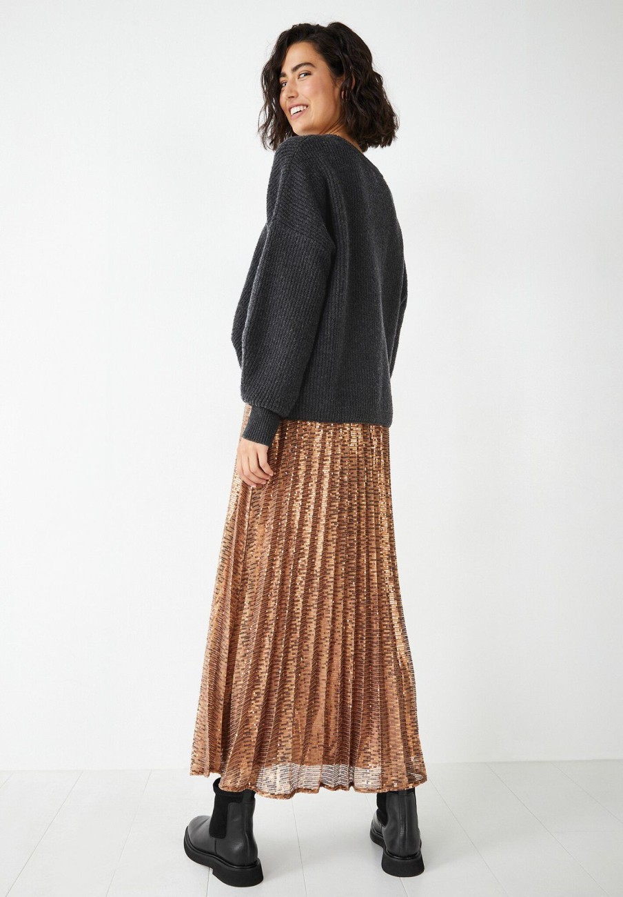 Hot Clio Pleated Sequin Skirt Bronze