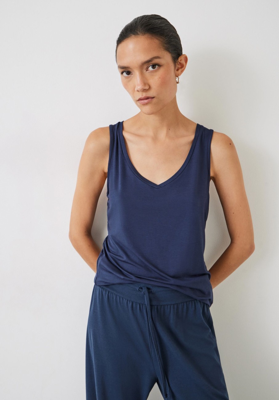 Wholesale Sally V-Neck Jersey Vest Top Midnight Navy