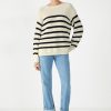 Online Kairi Striped Knitted Jumper Off White Navy Blue