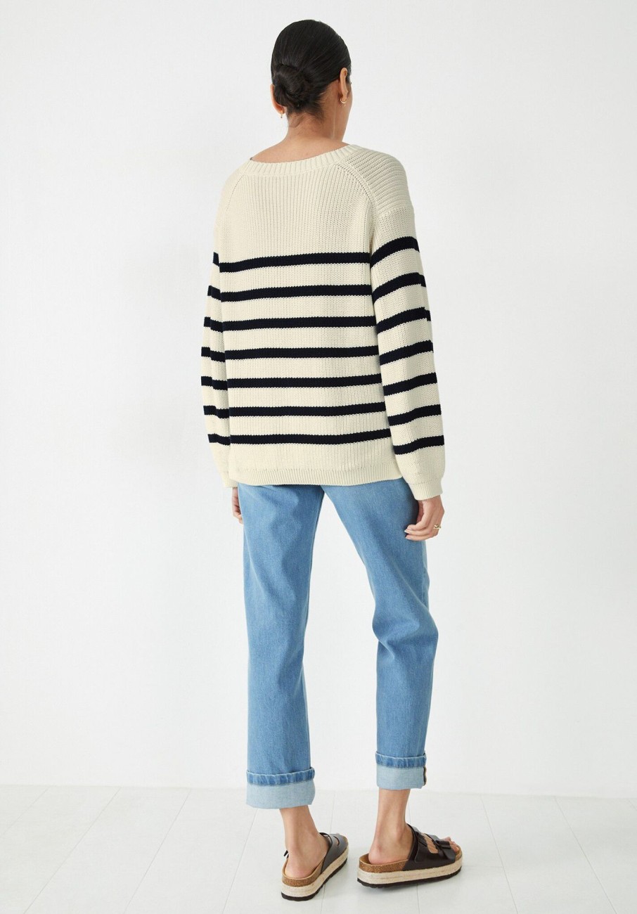 Online Kairi Striped Knitted Jumper Off White Navy Blue