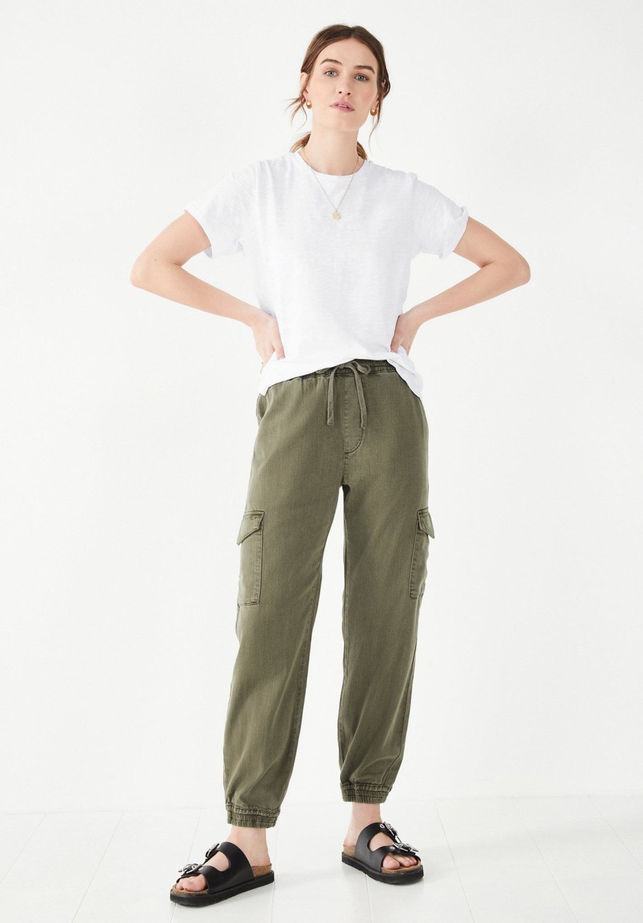 Hot Washed Cargo Trousers Khaki