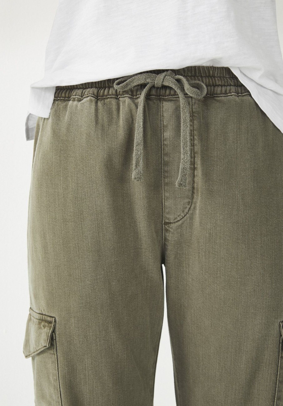 Hot Washed Cargo Trousers Khaki