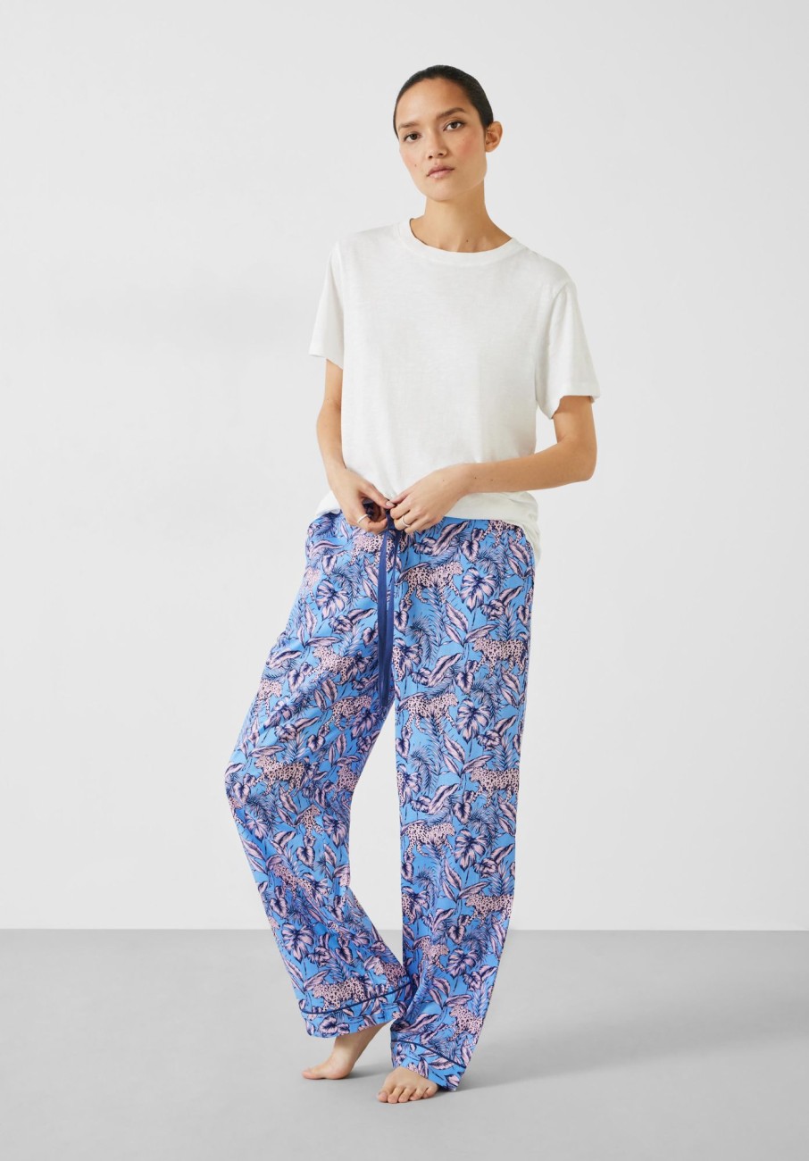 Online Isla Printed Cotton Pj Trousers Jungle Leopard Pink-Blue