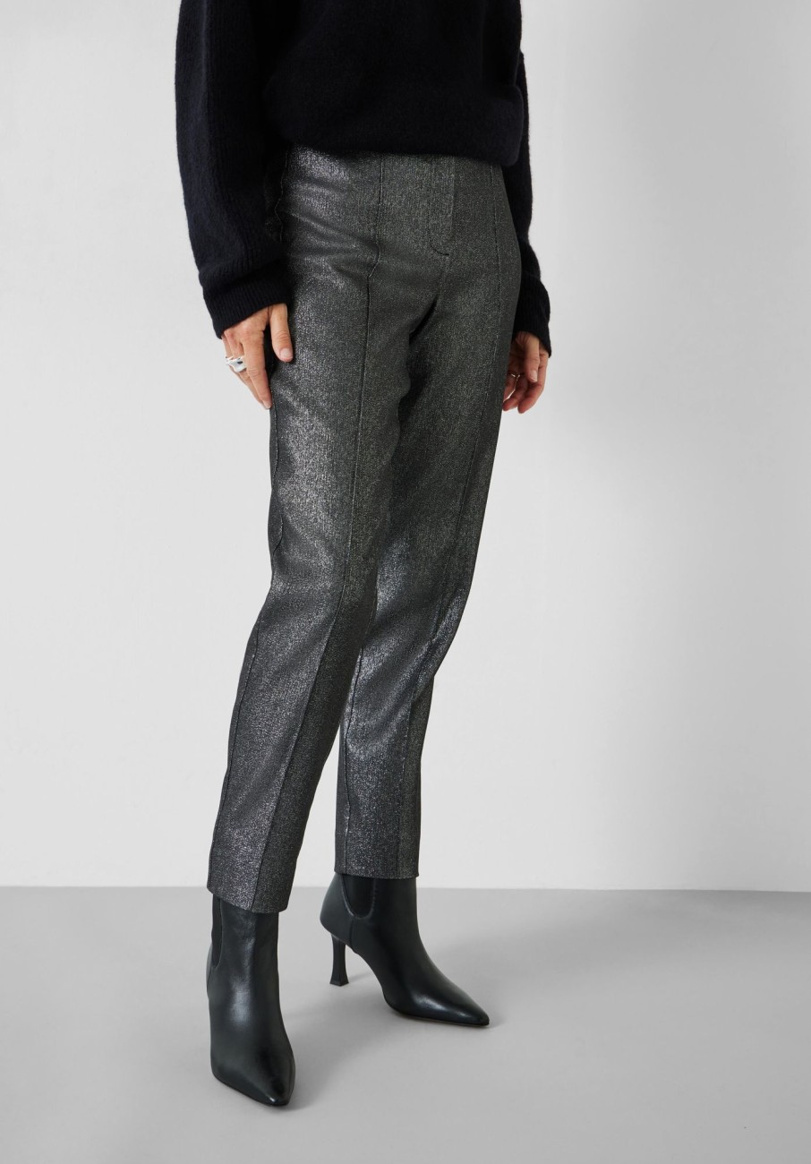 Hot Hazel Metallic Cigarette Trousers Black Sparkle