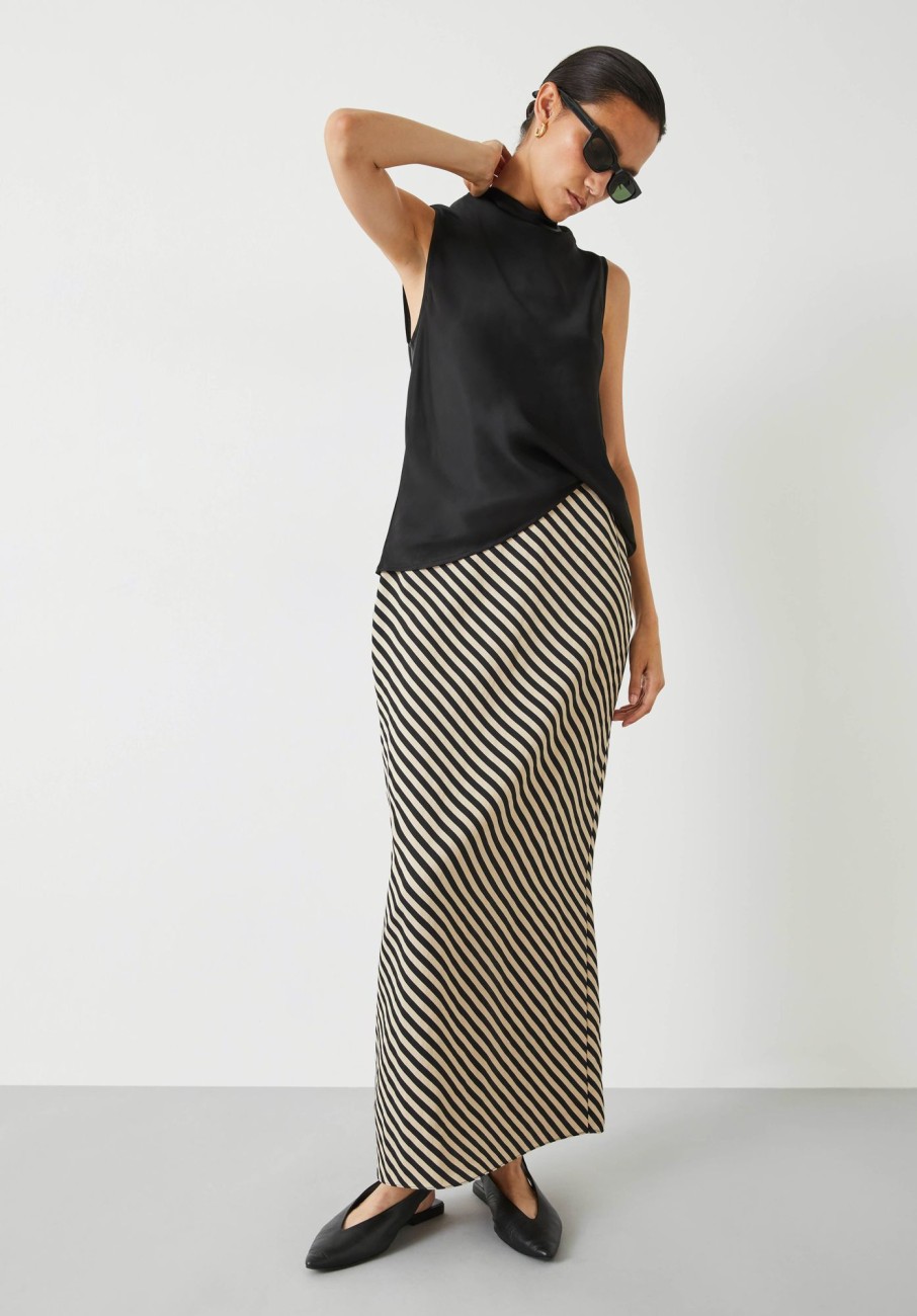 New Reema Split Maxi Skirt Diagonal Stripe