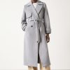 Online Wool Belted Trench Coat Grey