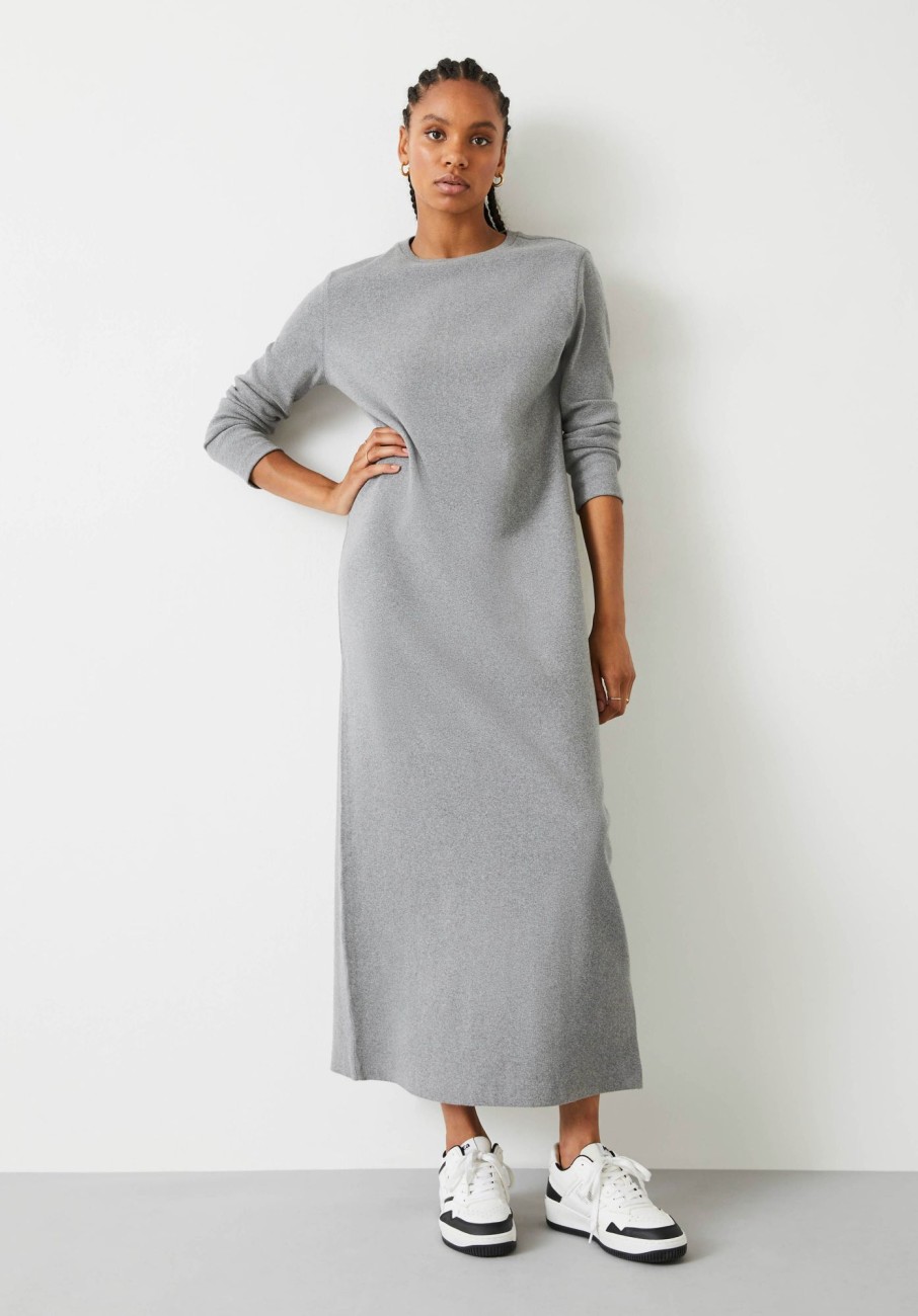 New Mel Ribbed Maxi Jersey Dress Mid Grey Marl