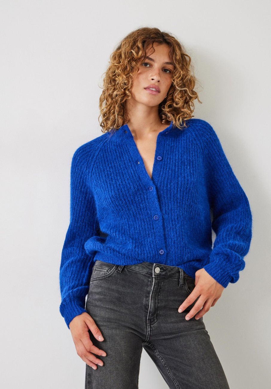 Hot Freya Fluffy Cardigan Bright Blue