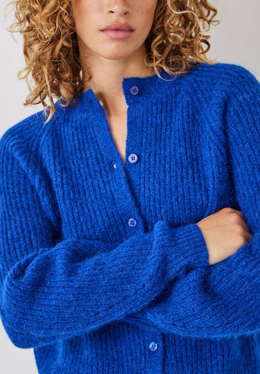 Hot Freya Fluffy Cardigan Bright Blue