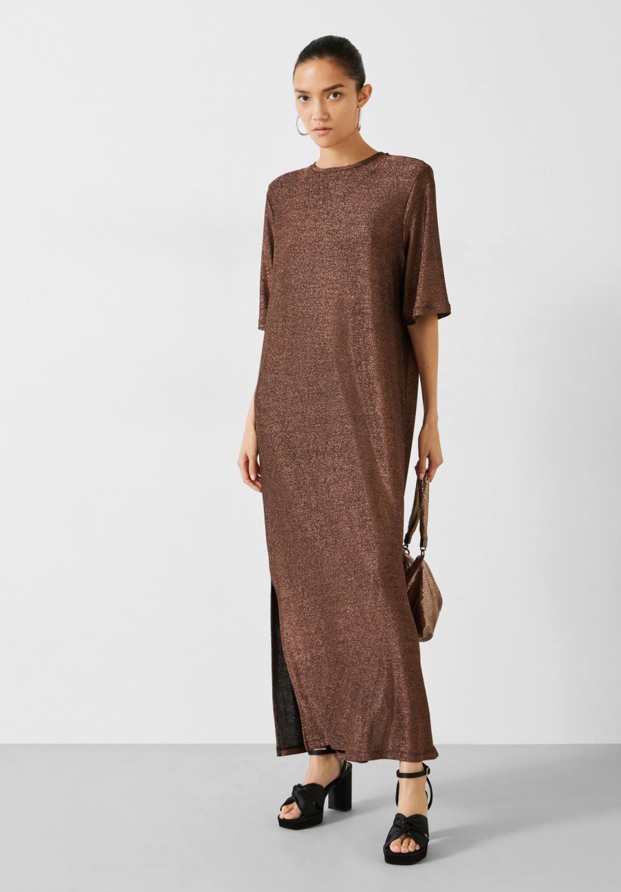 Online Glitter Maxi T-Shirt Dress Gunmetal Metallic