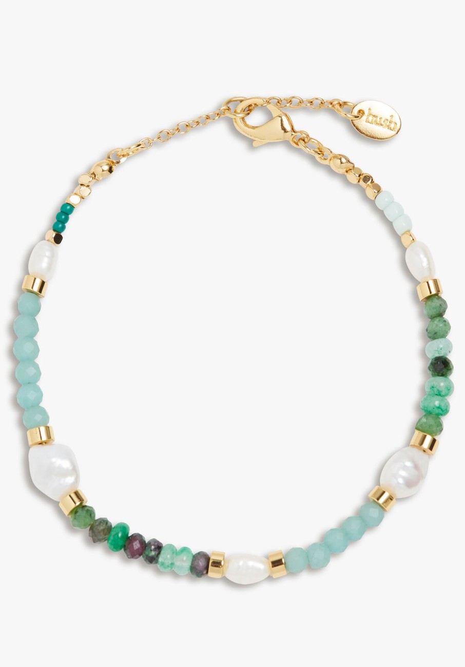 Wholesale Azalea Semi Precious Bracelet Gold/Green