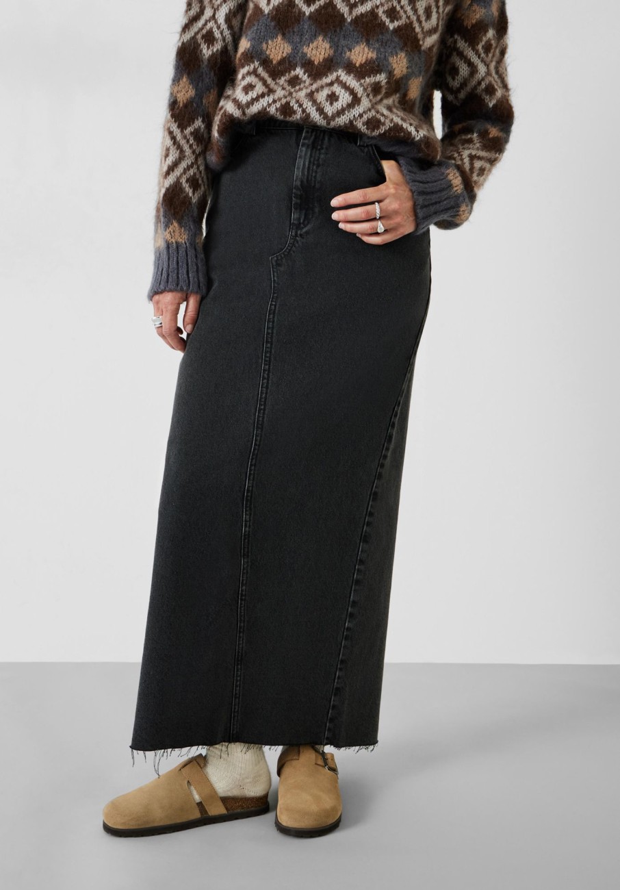 Best Rylie Denim Maxi Skirt Washed Black